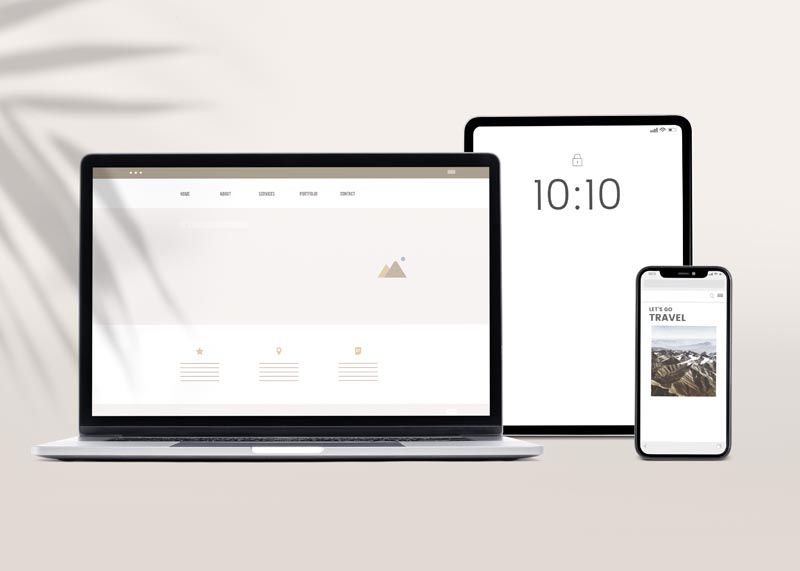 طرح موکاپ لایه باز لپ تاپ و موبایل و تبلت