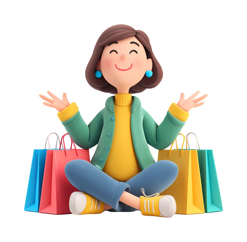 دانلود طرح خانم نشسته کنار ساک خرید