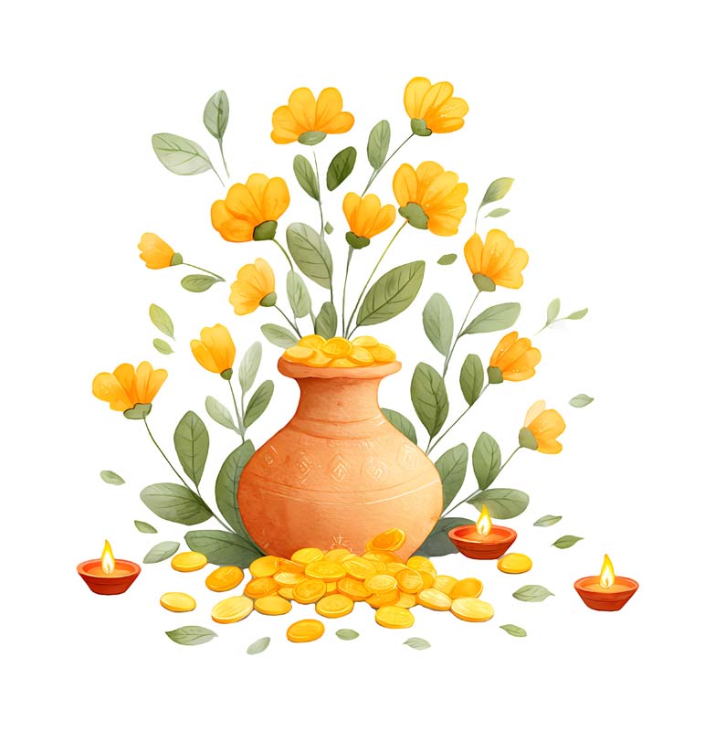 دانلود طرح کوزه سکه در کنار شمع و گل