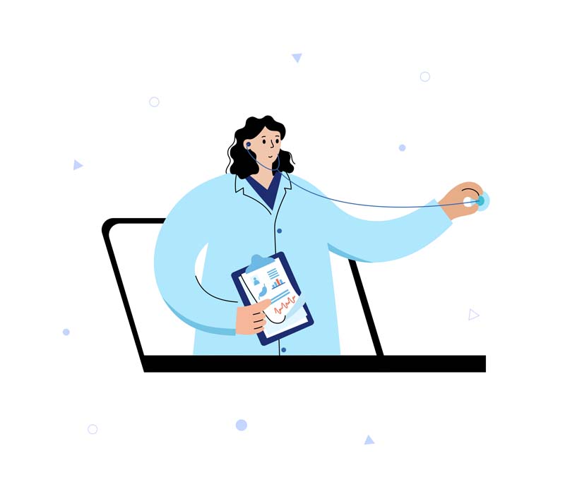 طرح وکتور مفهومی ویزیت پزشکی اینترنتی