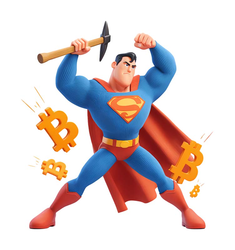 دانلود طرح سوپرمن در حال استخراج بیت کوین
