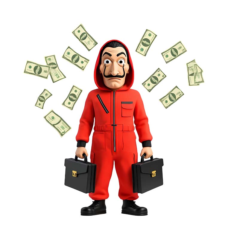دانلود طرح شخصیت مانی هیست با کیف و دلار