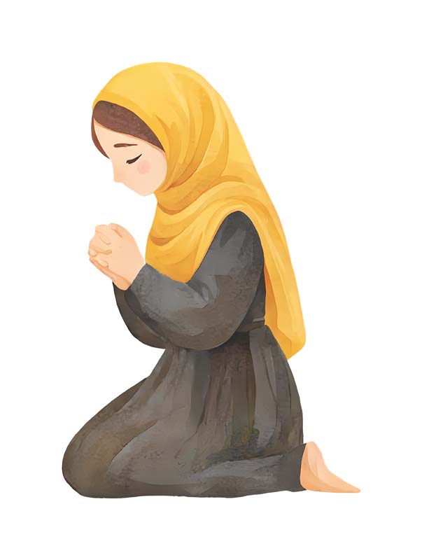 دانلود طرح خانم کارتونی در حال دعا
