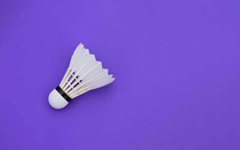 تصویر زیبا از توپ بدمینتون روی زمین بنفش