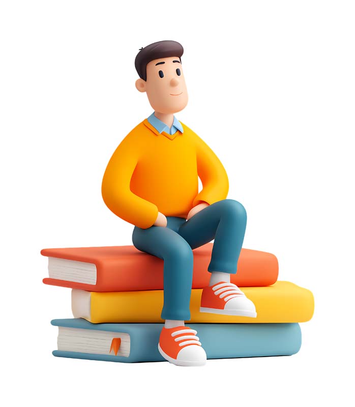 دانلود طرح مرد کارتونی روی کتاب ها