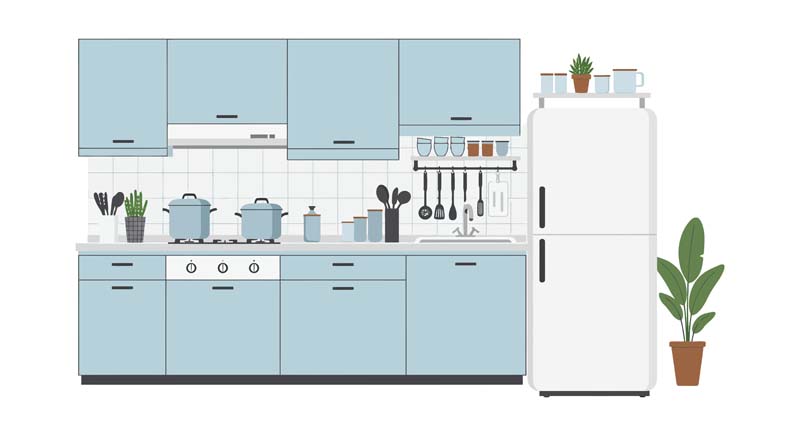 دانلود طرح لایه باز آشپزخانه با کابینت آبی