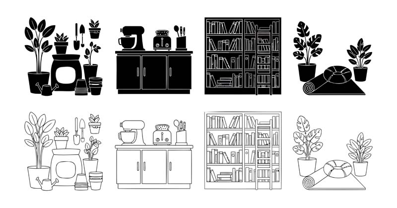 دانلود طرح لایه باز کتابخانه و کابینت