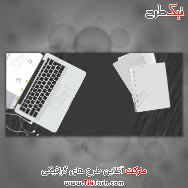 پس زمینه لایه باز خاکستری با طرح میز کامپیوتر