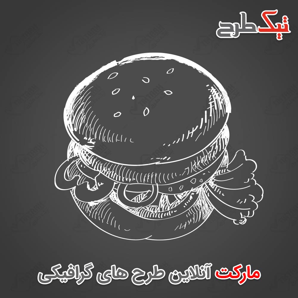 دانلود کلیپ آرت سیاه سفید ساندویچ همبرگر