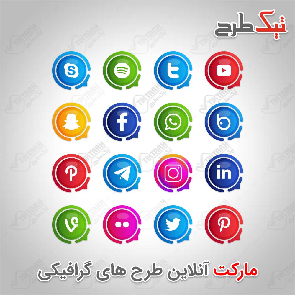 دانلود مجموعه کارتونی آیکون های شبکه های اجتماعی