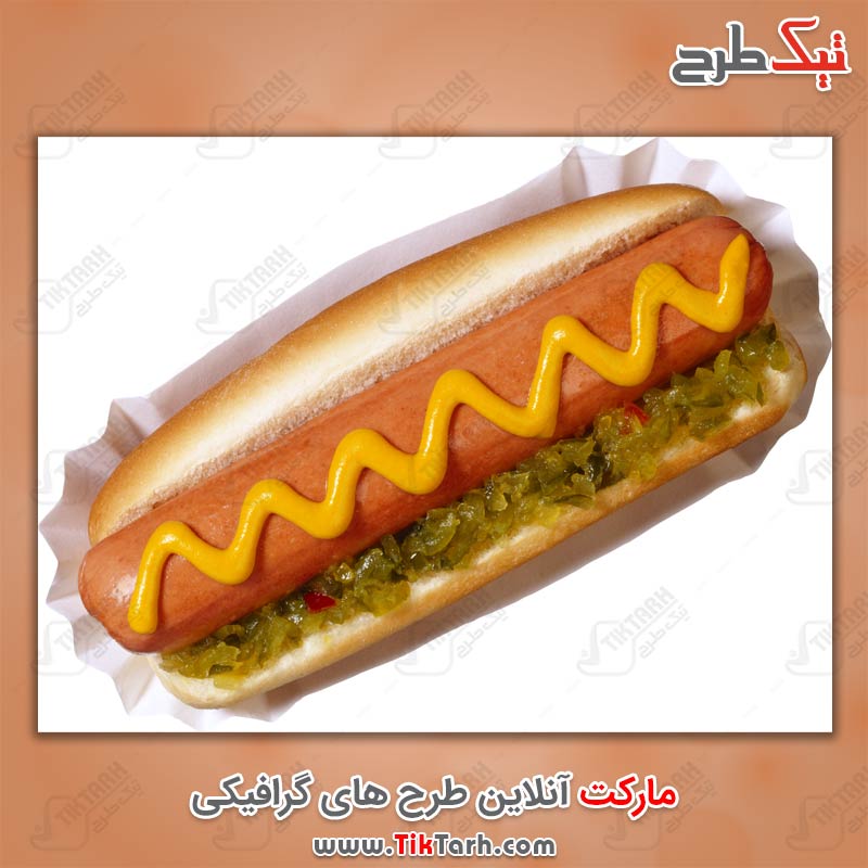 عکس ساندویچ هات داگ با سس خردل