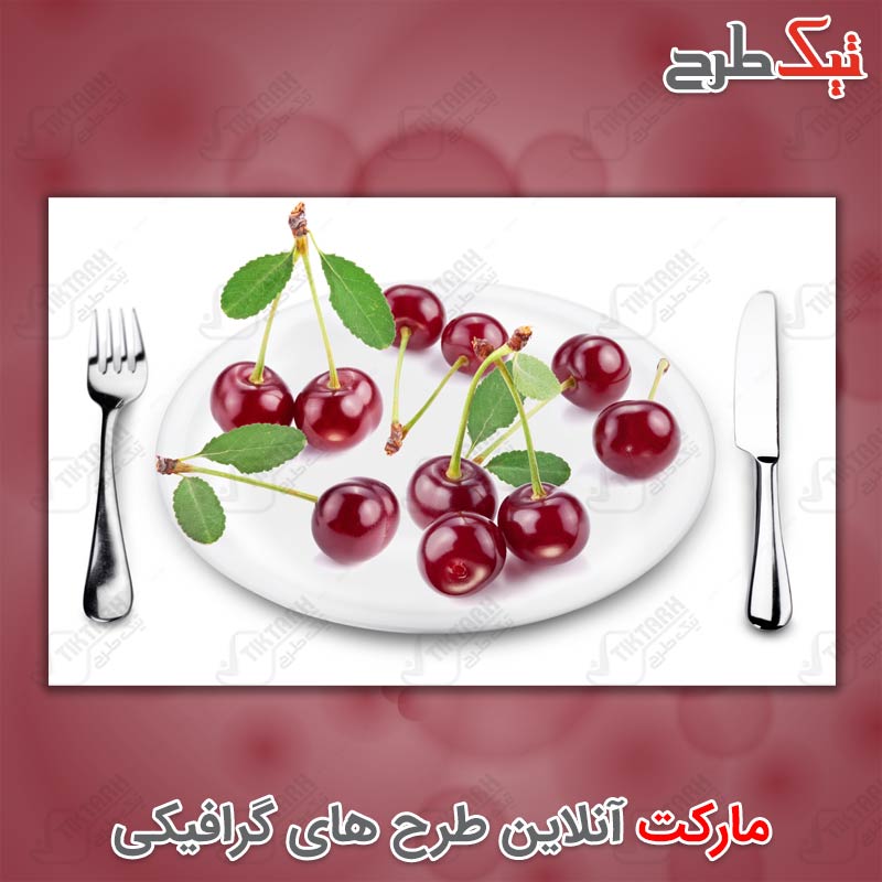 عکس با کیفیت بشقاب پر از آلبالو