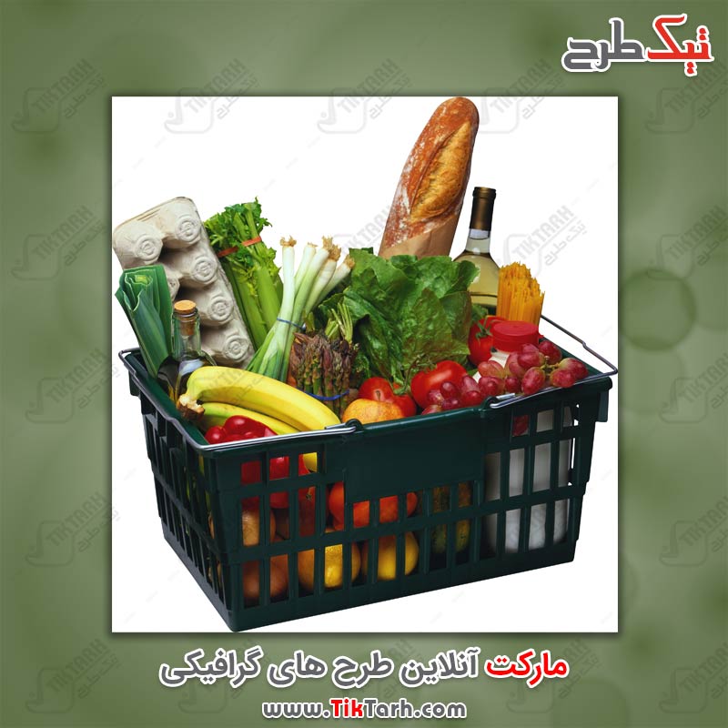 دانلود عکس سبد پر از میوه و صیفی جات