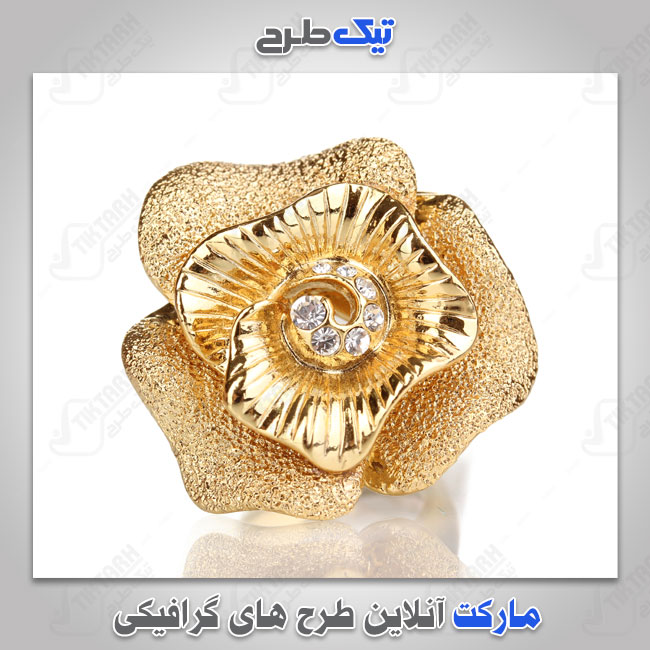 عکس با کیفیت انگشتر طلایی طرح گل