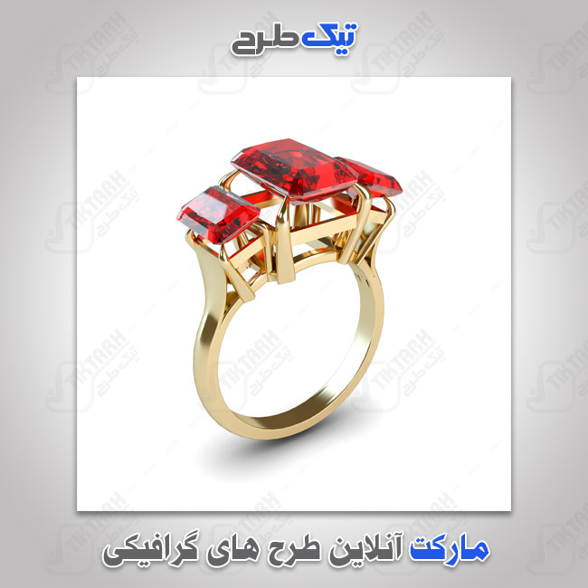 عکس لارج فرمت انگشتر با نگین سنگ قرمز