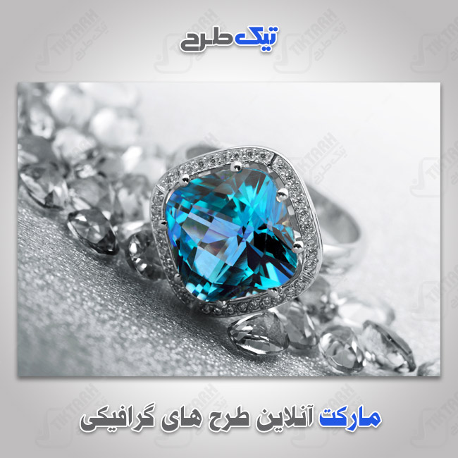 عکس لارج فرمت انگشتر با نگین سنگ آبی