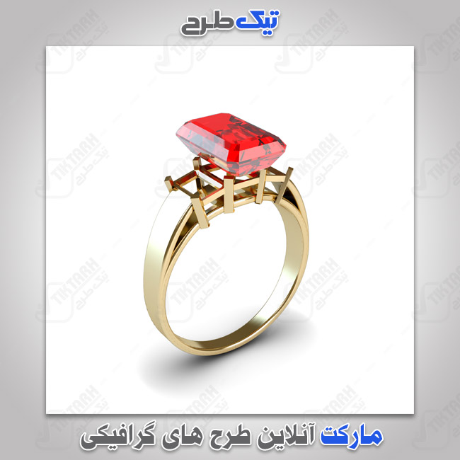 عکس لارج فرمت انگشتر طلا با سنگ قرمز