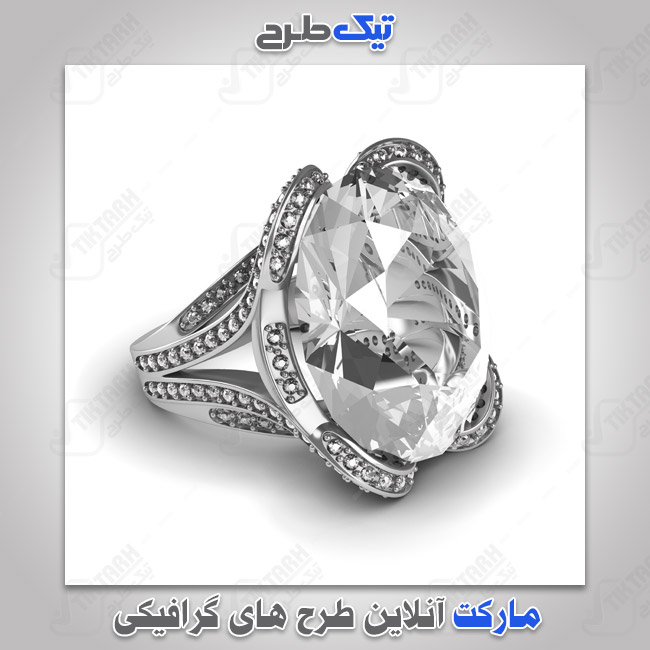 عکس لارج فرمت انگشتر طلا با سنگ سفید