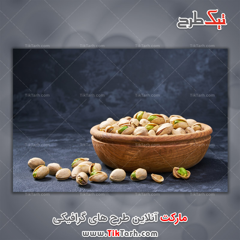 عکس لارج فرمت ظرف چوبی و پسته