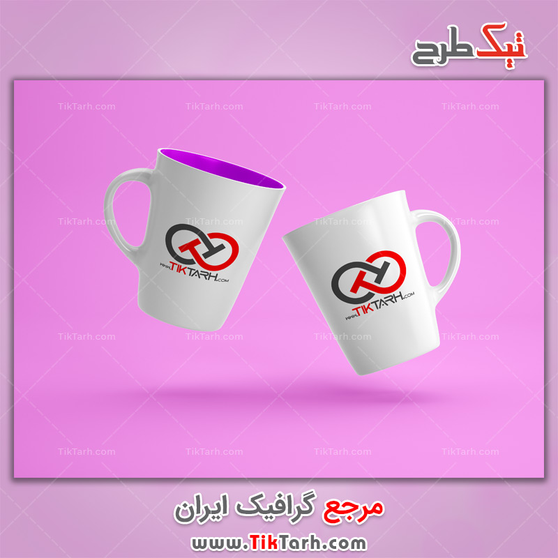 طرح لایه باز موکاپ لیوان چینی دسته دار