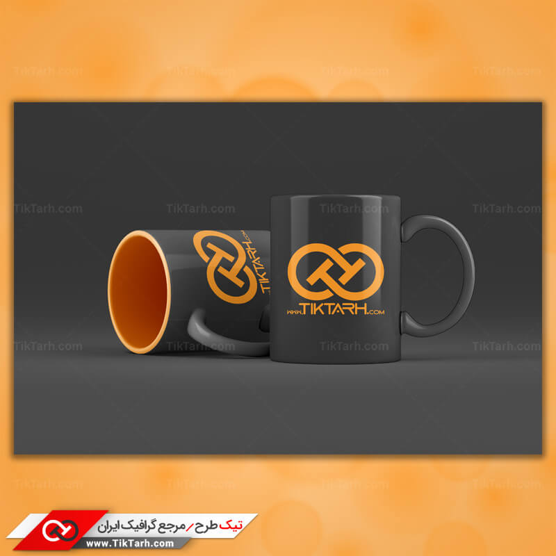 طرح لایه باز موکاپ لیوان مشکی و نارنجی