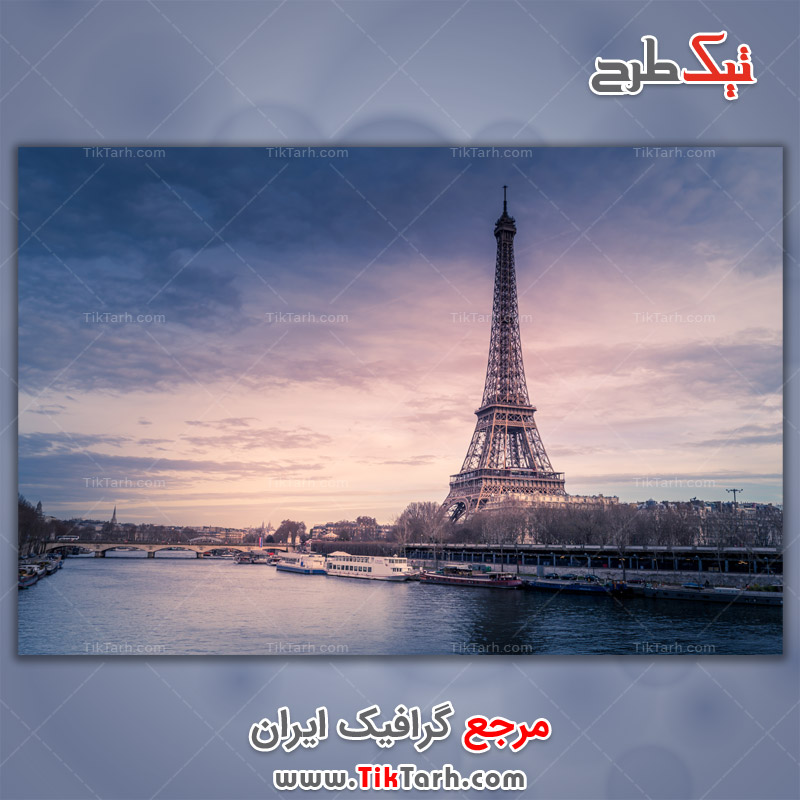 دانلود تصویر لارج فرمت برج ایفل با آسمان رنگارنگ