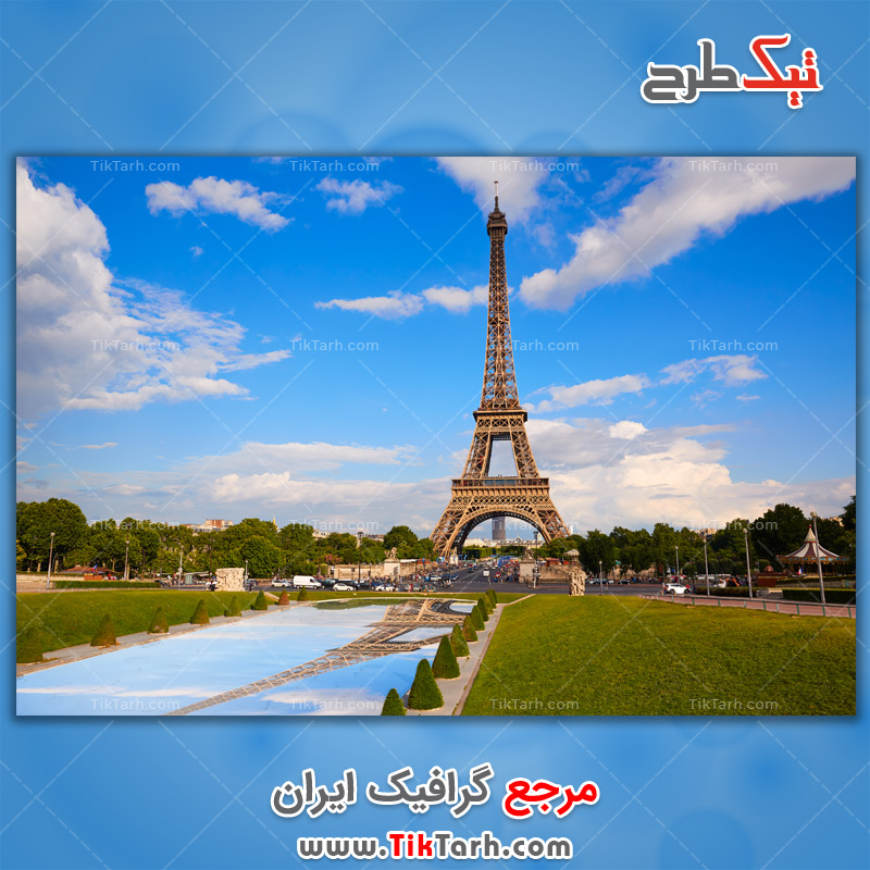 دانلود تصویر لارج فرمت برج ایفل فرانسه با آسمان آبی