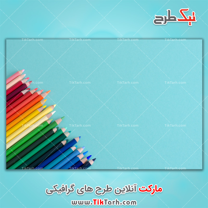 دانلود تصویر لارج فرمت مداد رنگی با تم سبزآبی