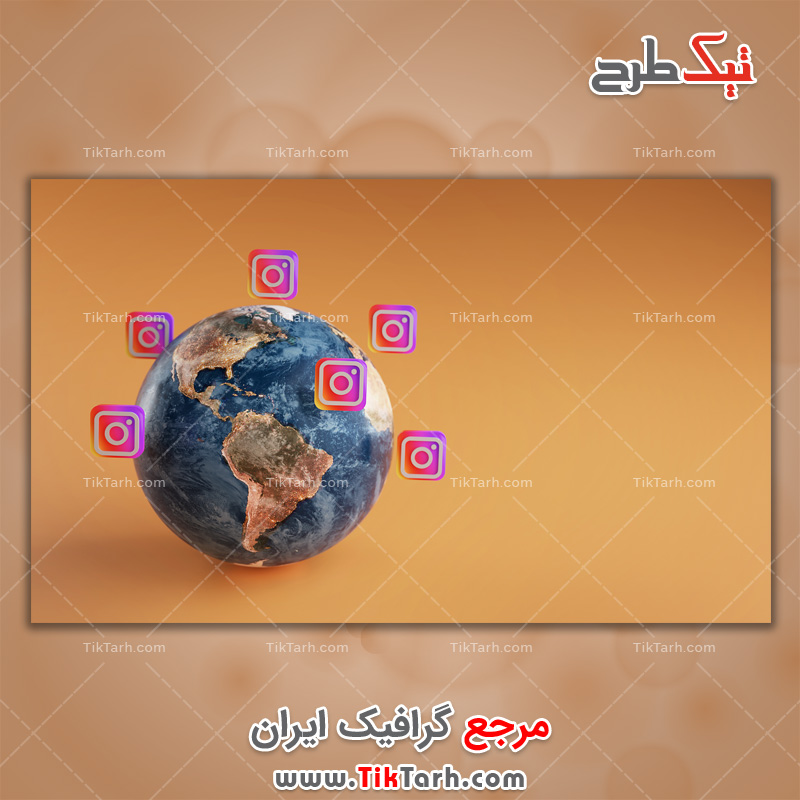 دانلود عکس گرافیکی کره زمین و اینستاگرام