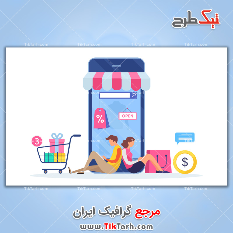 دانلود وکتور مفهومی خرید اینترنتی با موبایل