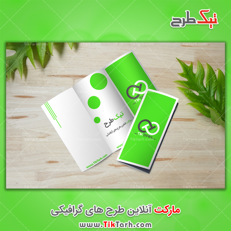 دانلود طرح آماده موکاپ بروشور سه لت سبز و سفید