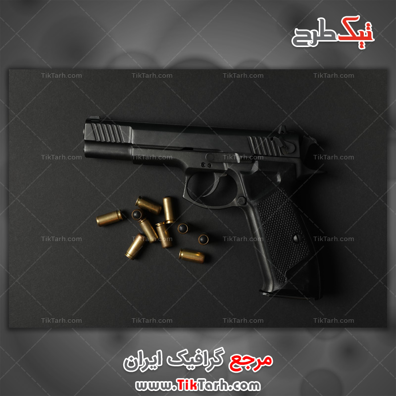دانلود عکس با کیفیت پس زمینه تپانچه و گلوله