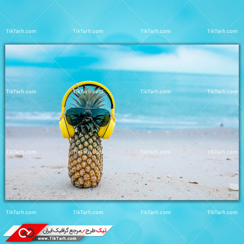 دانلود عکس گرافیکی آناناس و هدفون