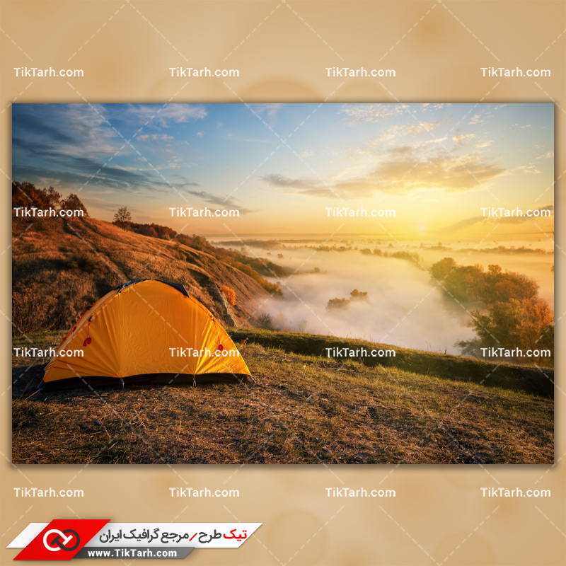 دانلود تصویر با کیفیت ابرها و چادر مسافرتی