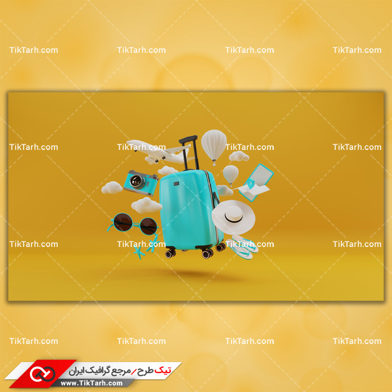 دانلود تصویر با کیفیت تجهیزات سفر و چمدان آبی