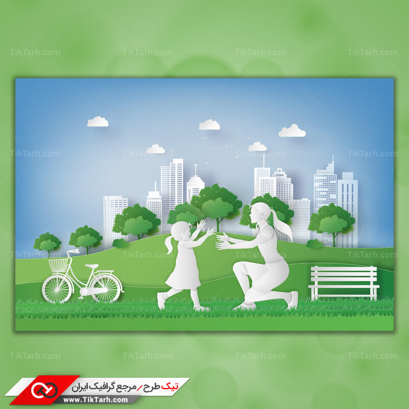 دانلود پس زمینه طراحی با طرح مادر و دختر در طبیعت