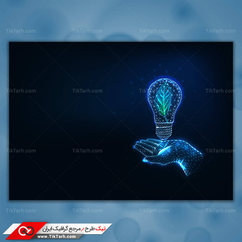 پس زمینه طراحی با طرح لامپ روی دست