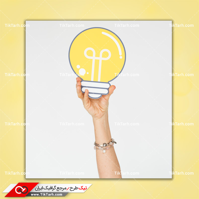 دانلود تصویر با کیفیت لامپ در دست با مفهوم ایده و خلاقیت