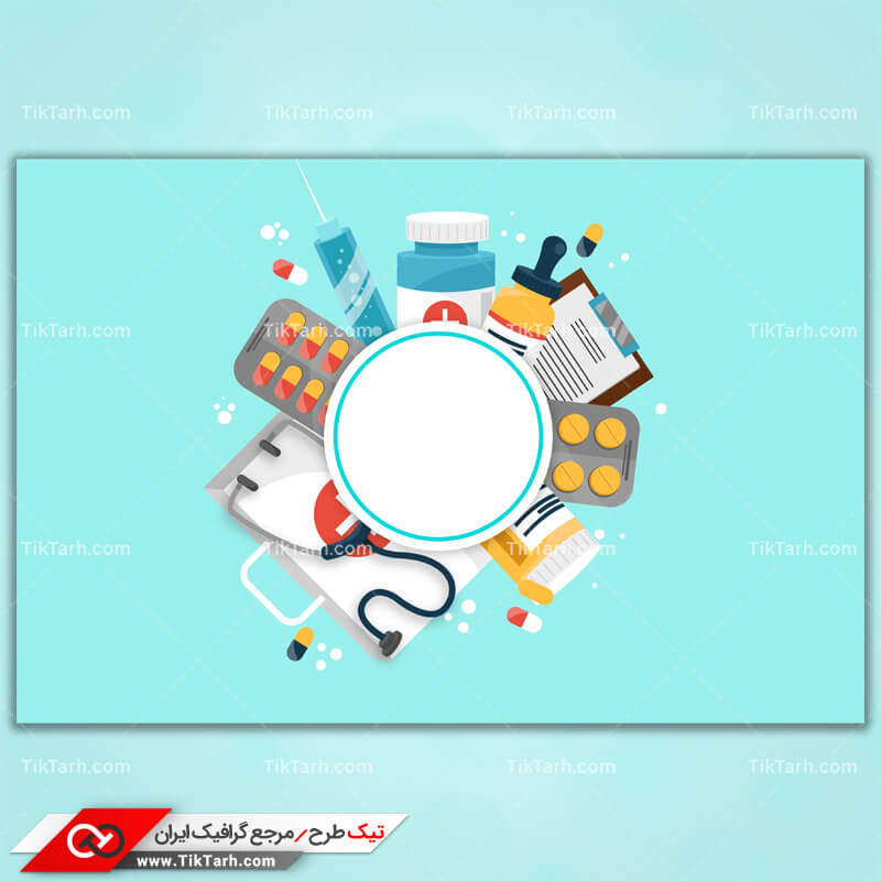 پس زمینه طراحی با طرح قرص و آمپول