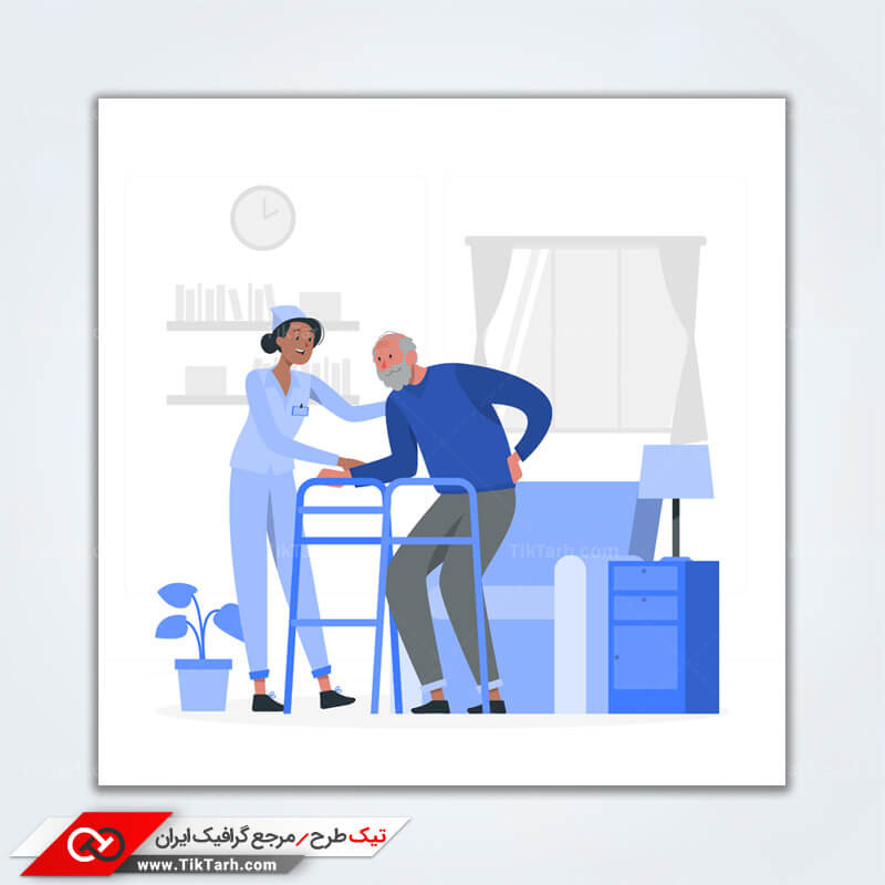 وکتور مفهومی مراقبت پرستار از مرد مسن