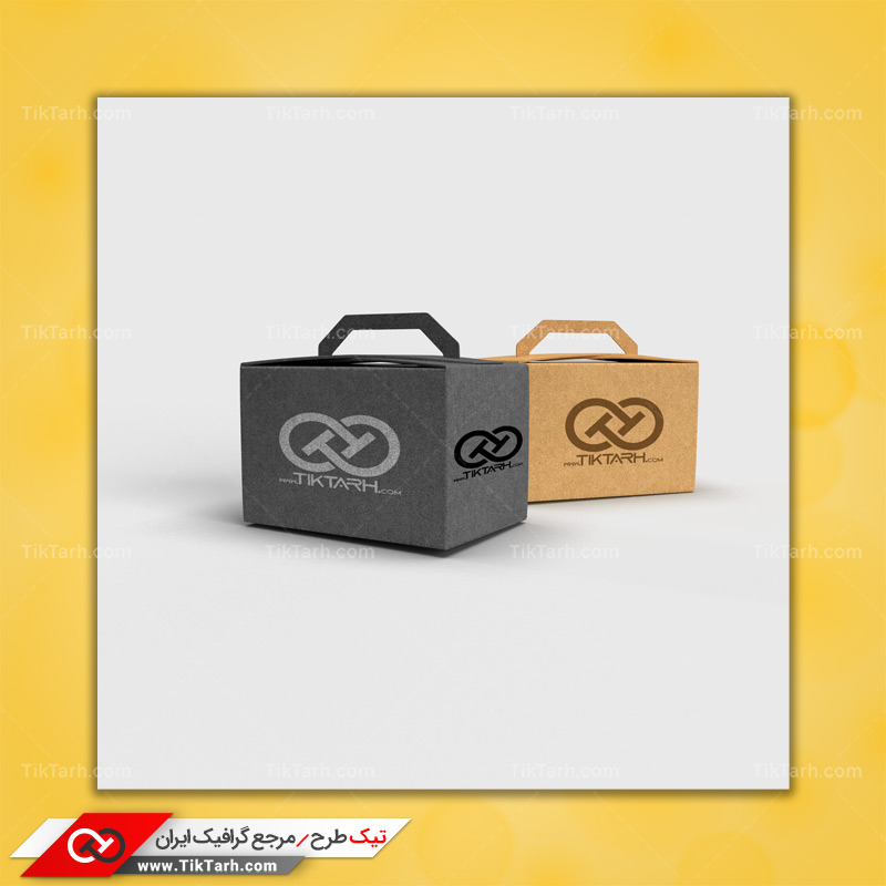 موکاپ جعبه مقوایی دستگیره دار