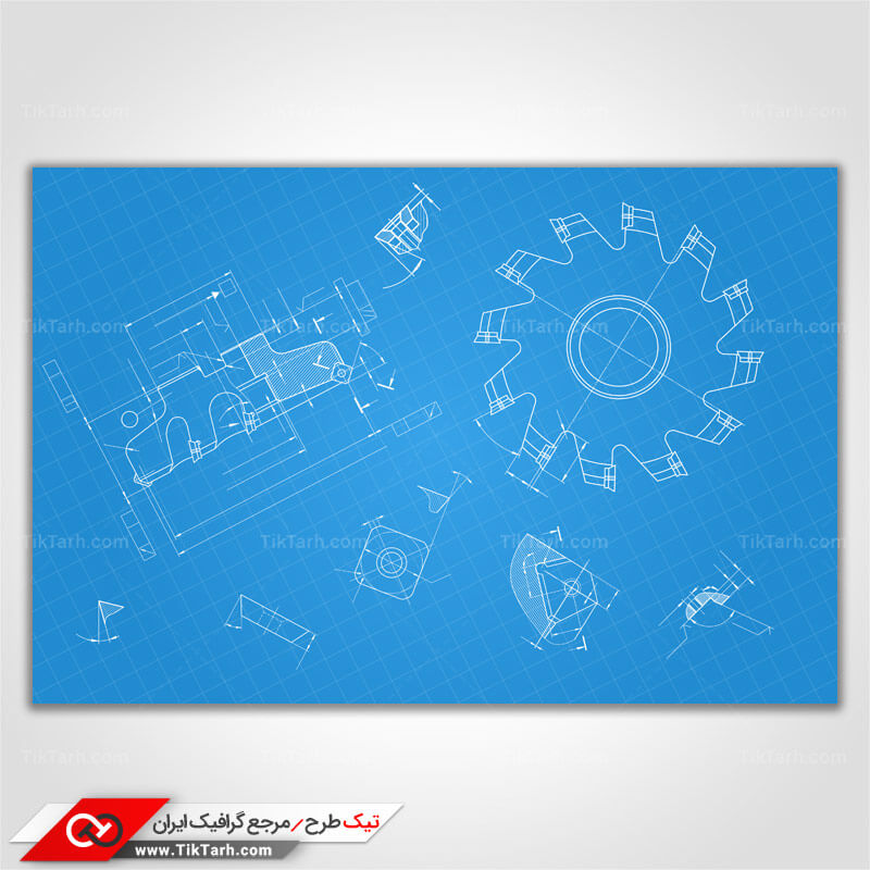 پس زمینه طراحی با طرح شماتیک قطعات صنعتی