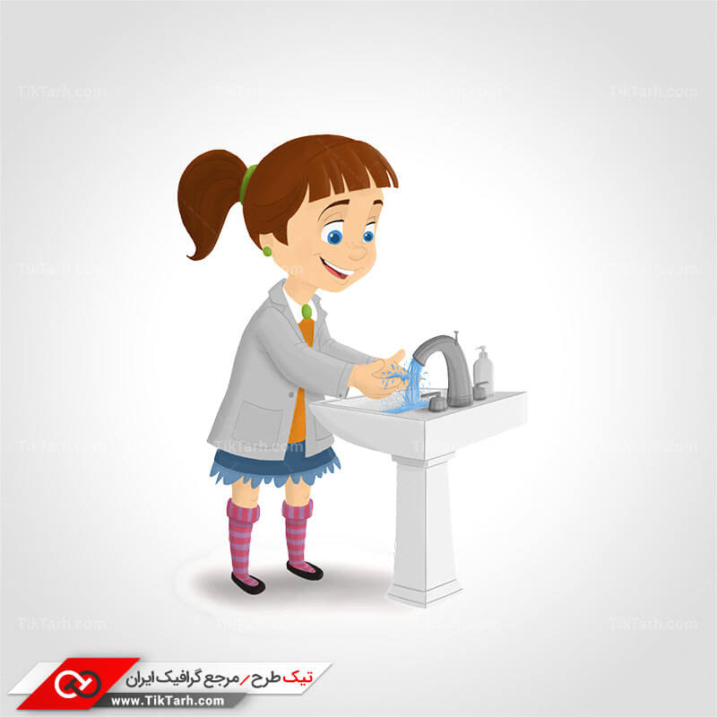دانلود کلیپ آرت دختر بچه در حال شستن دست ها