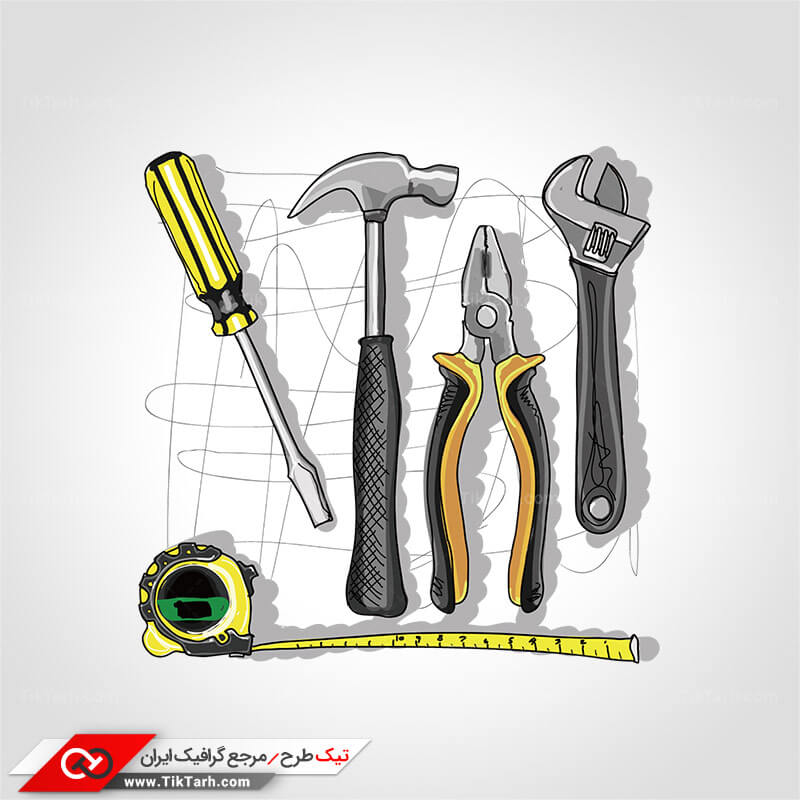 کلیپ آرت با طرح انواع ابزار آلات صنعتی