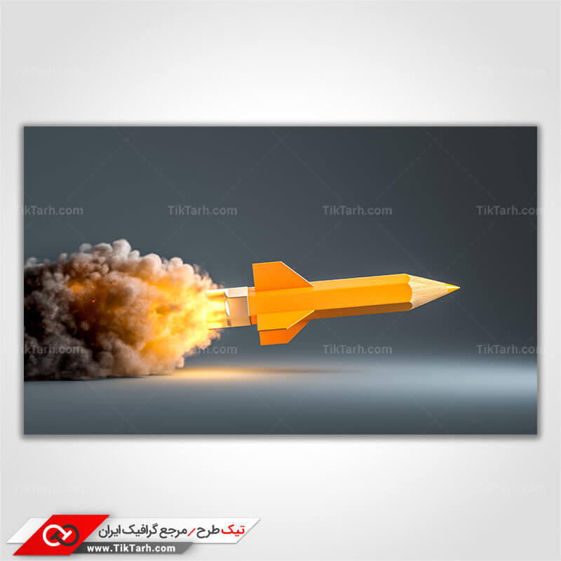 عکس لارج فرمت مداد با طرح موشک