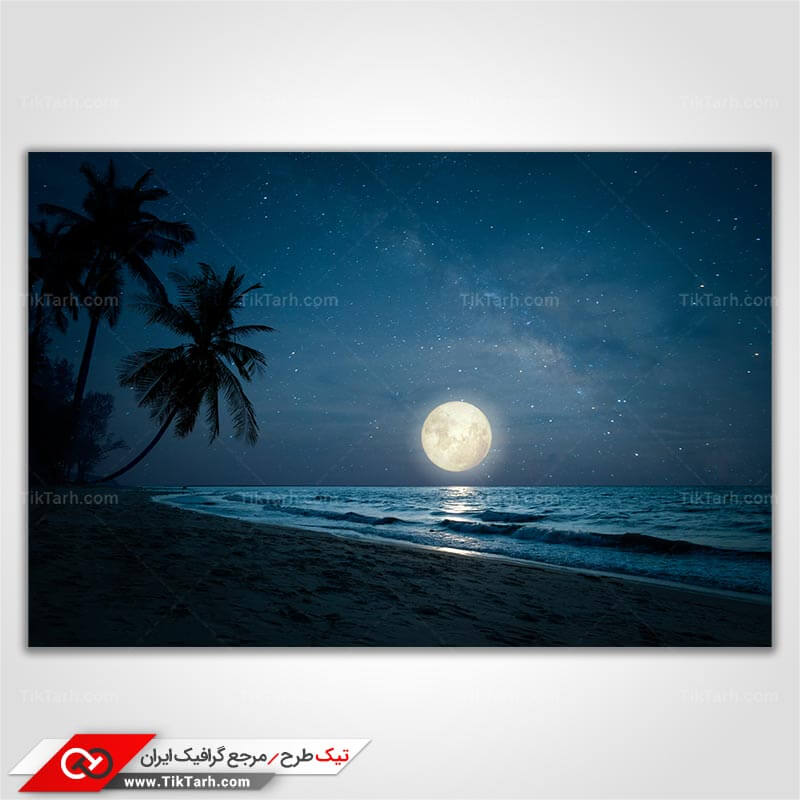 دانلود تصویر با کیفیت ساحل و مهتاب