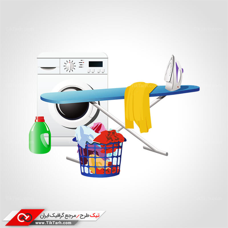 طرح لایه باز کلیپ آرت شستن لباس