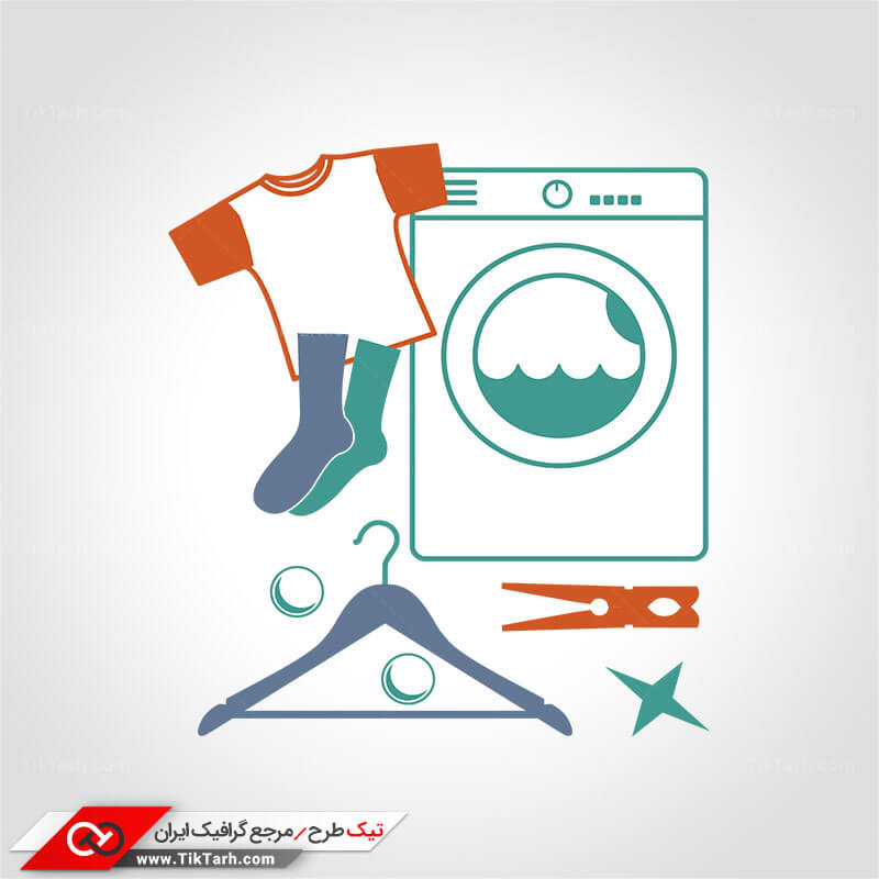 دانلود طرح گرافیکی کلیپ آرت شستن لباس