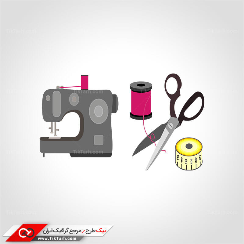 طرح گرافیکی کلیپ آرت ابزار خیاطی