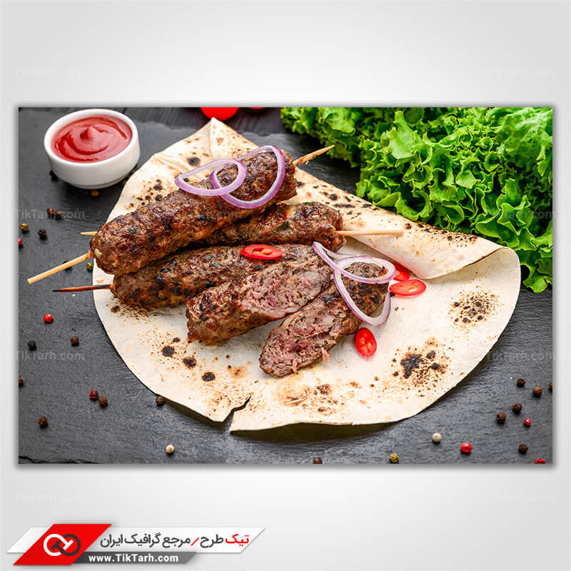 عکس باکیفیت کباب کوبیده با نان لواش